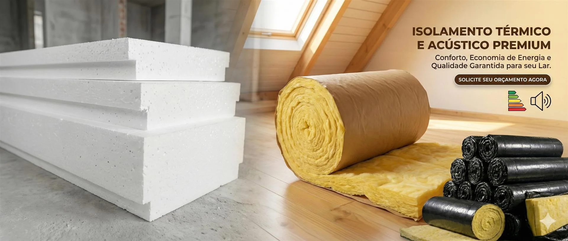 Lajotas e lã mineral em obra