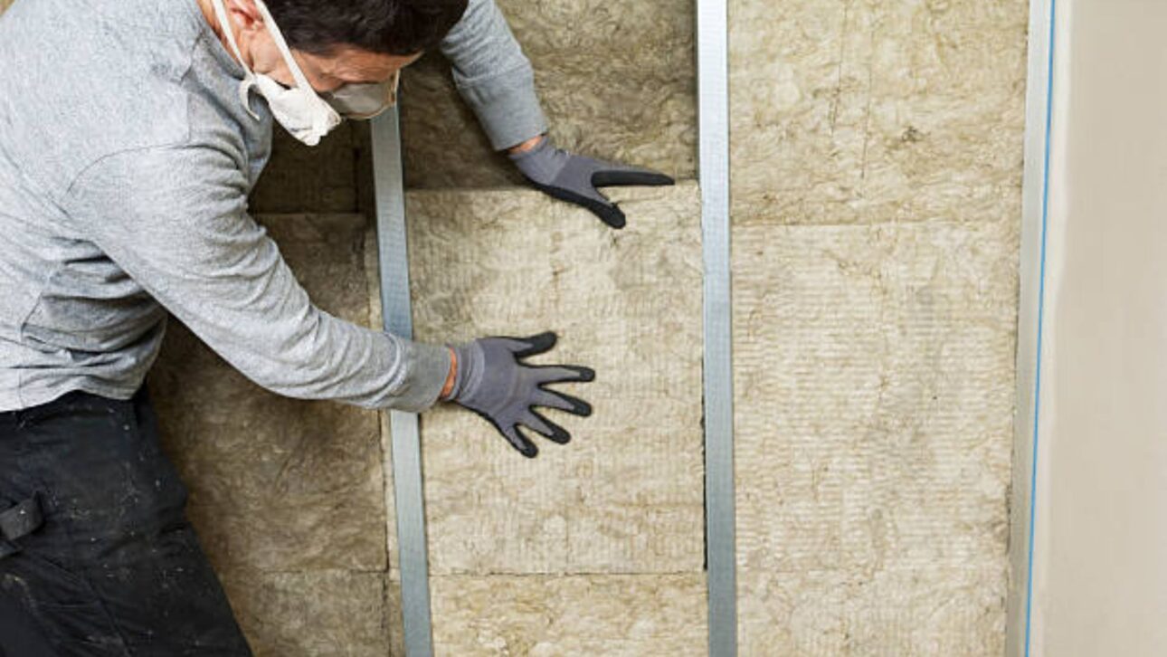 Isolamento termico com la de rocha em parede