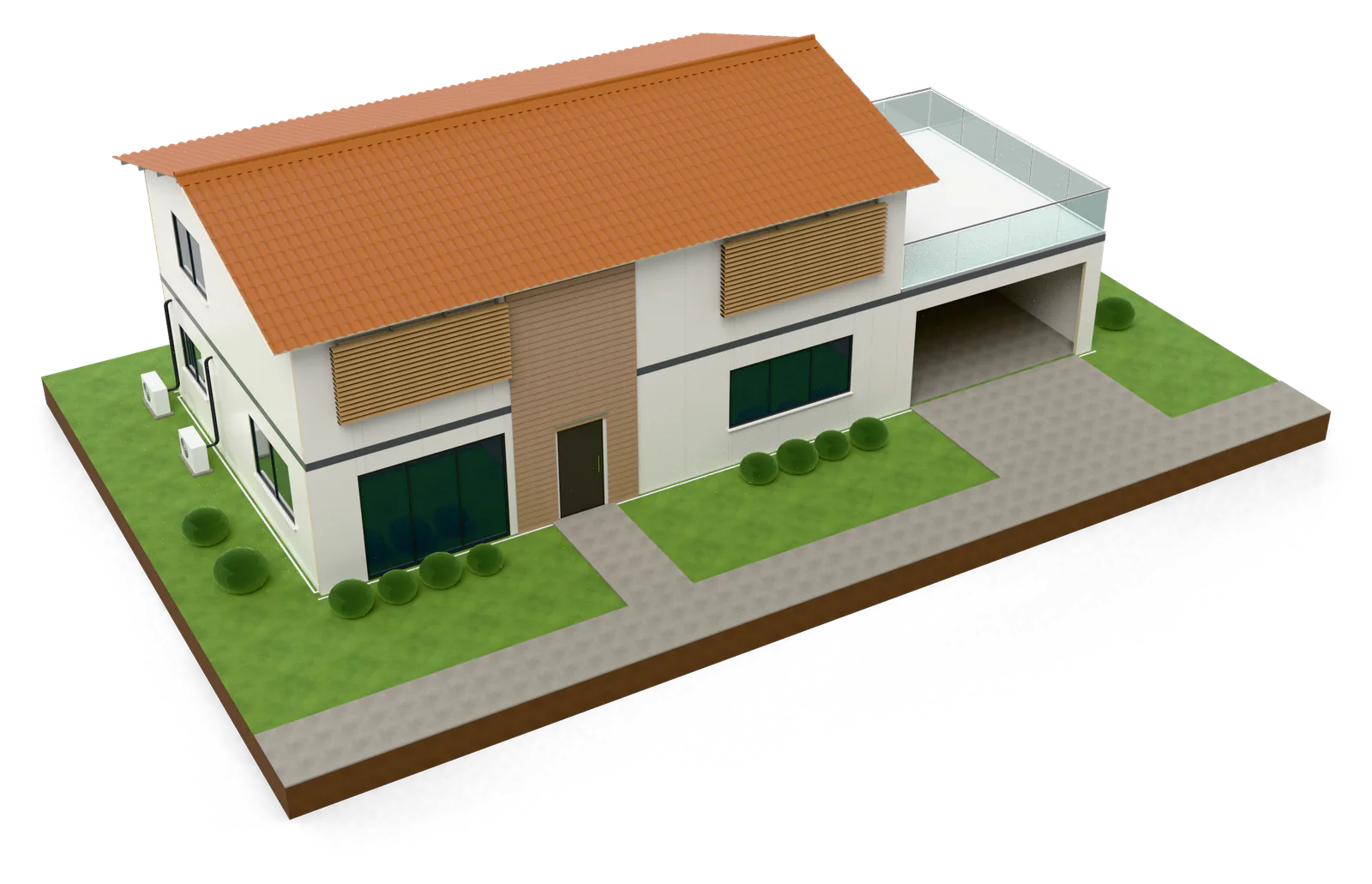 Maquete de um sobrado com o material da Isolamax em cada etapa da obra